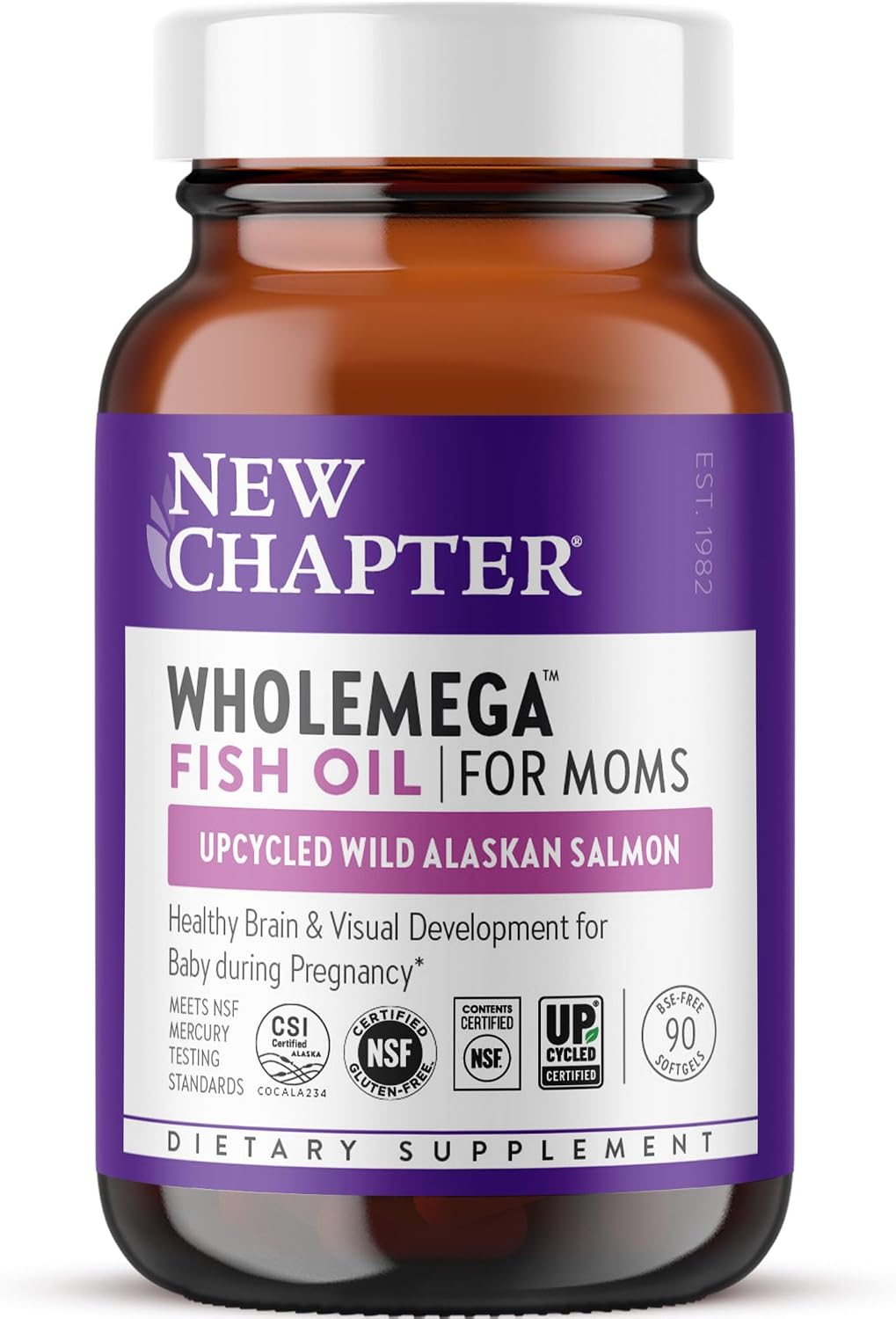 New Chapter Wholemega for Moms - Wild Salmon Oil with Omega-3 and DHA - 90 Capsules