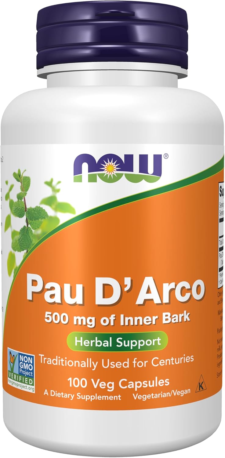 NOW Foods Pau D'Arco (Tabebuia heptaphylla) 500 mg, 100 Cápsulas Vegetales