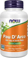 NOW Foods Pau D'Arco (Tabebuia heptaphylla) 500 mg, 100 Cápsulas Vegetales