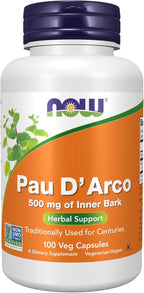 NOW Foods Pau D'Arco (Tabebuia heptaphylla) 500 mg, 100 Cápsulas Vegetales