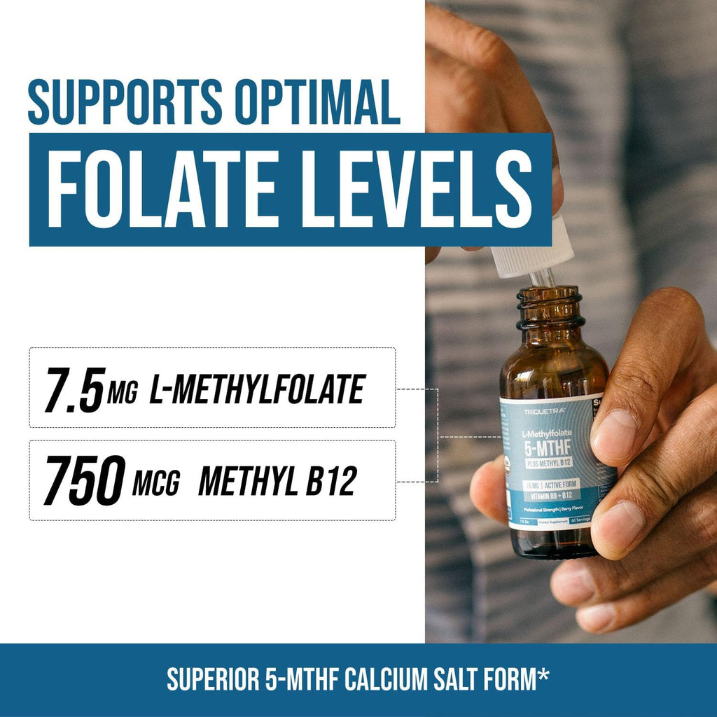 L-Metilfolato Orgánico 7.5 mg con Cofactor Metil B12 - Sabor a Bayas Orgánico - Líquido Sublingual - 30 ml