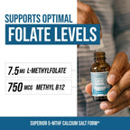 L-Metilfolato Orgánico 7.5 mg con Cofactor Metil B12 - Sabor a Bayas Orgánico - Líquido Sublingual - 30 ml