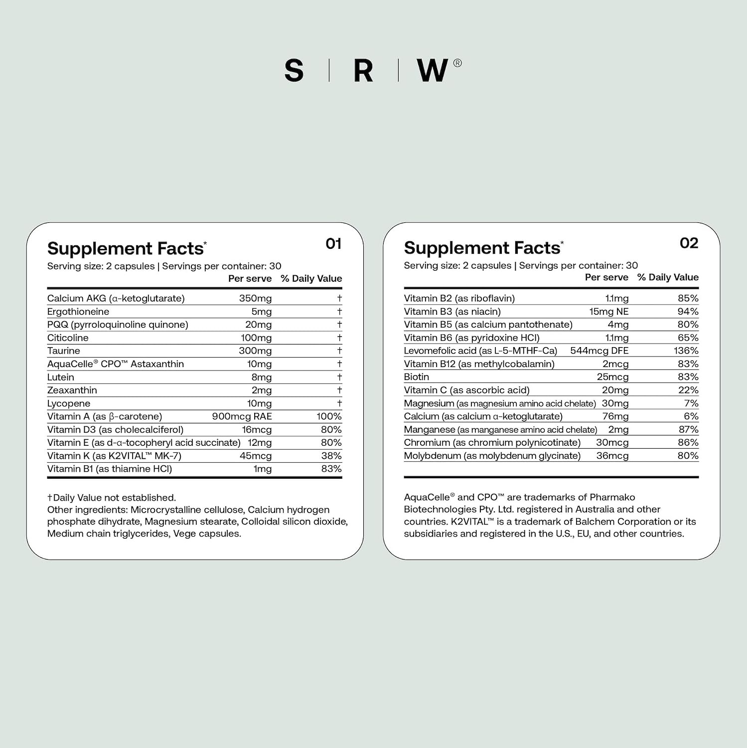 SRW Cel Essential - Multivitamínico para la longevidad y salud celular - 60 cápsulas