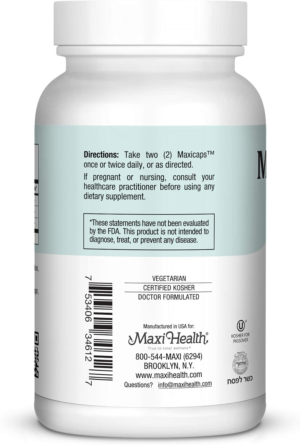Maxi Kosher Calma y Relajación, 120 cápsulas