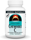 Source Naturals Chewable C, Acerola Cherry - 120mg - 100 Comprimidos Masticables con Sabor a Fruta
