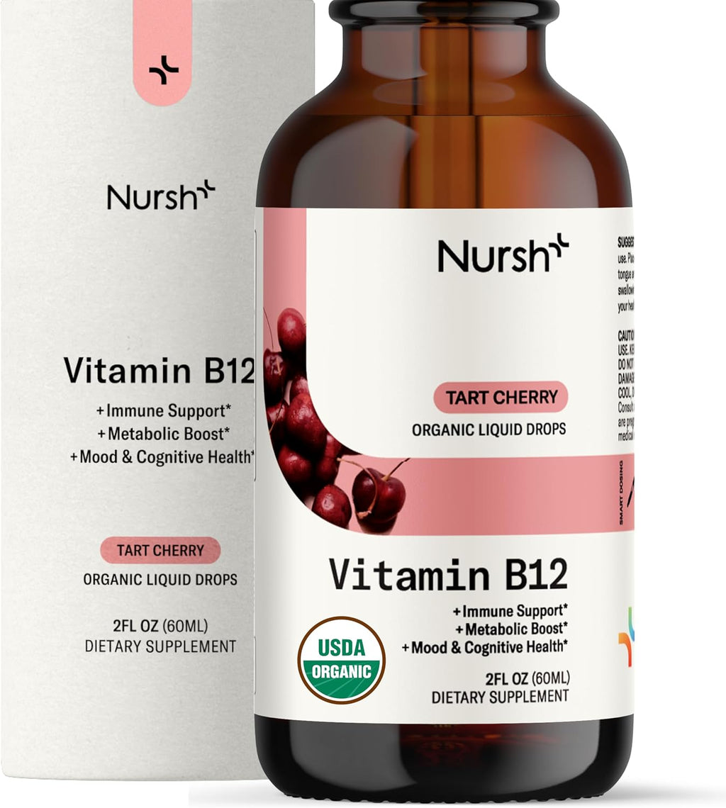 Nursh+ Boost Vitamina B12 5000 mcg Gotas Sublinguales – Metilcobalamina Orgánico y Vegano