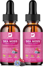 Sea Moss Liquid Drops - Aceite de Semilla Negra y Musgo Irlandés con Bardana, Vejiga de Mar, Saúco, Espirulina - 118 ml - Vegano