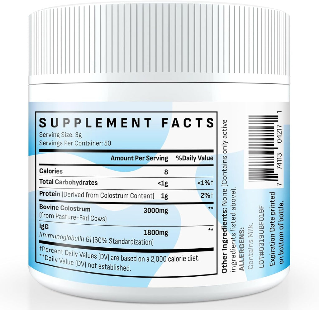 Energievoll Polvo de Calostro Bovino - 60% IgG 3000 mg - Sin Sabor - 50 Dosis