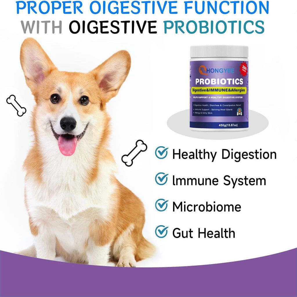 Probióticos para Perros con Enzimas, Papaya, Calabaza y Aceite de Krill - 200 Masticables