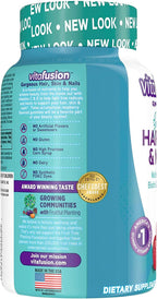 Vitafusion Gorgeous Hair, Skin & Nails Multivitamínico, Frambuesa 100 Gomitas (Paquete de 2)