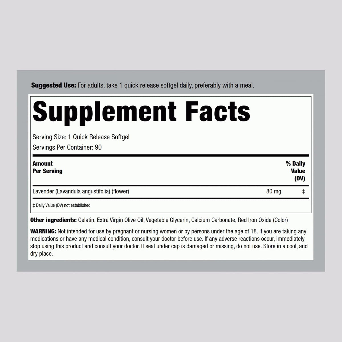 Piping Rock Lavender Calm Pills | 90 Cápsulas blandas | Complemento no somnoliento | Sin OGM, Sin Gluten – Image 2