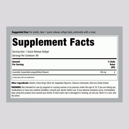 Piping Rock Lavender Calm Pills | 90 Cápsulas blandas | Complemento no somnoliento | Sin OGM, Sin Gluten – Image 2