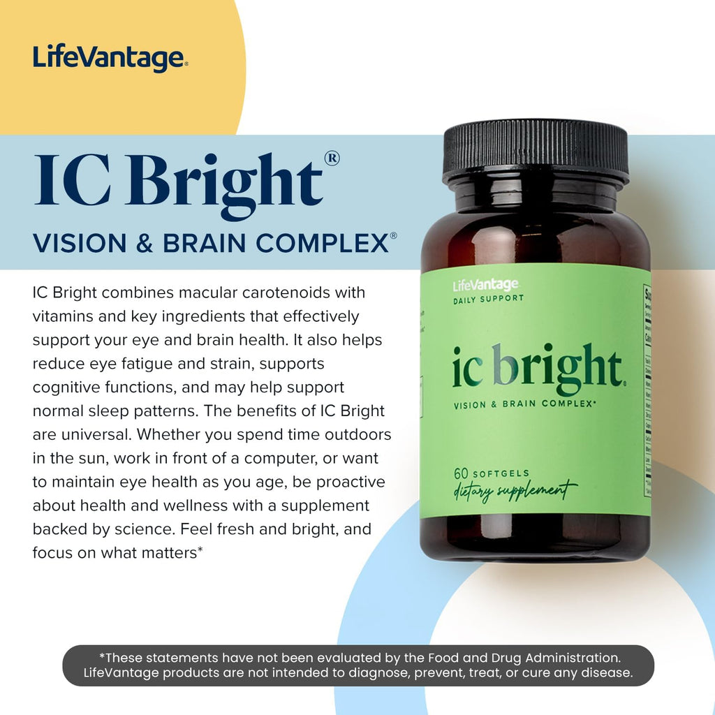 LifeVantage IC Bright – Complemento Visión y Cerebro, 60 Cápsulas Blandas