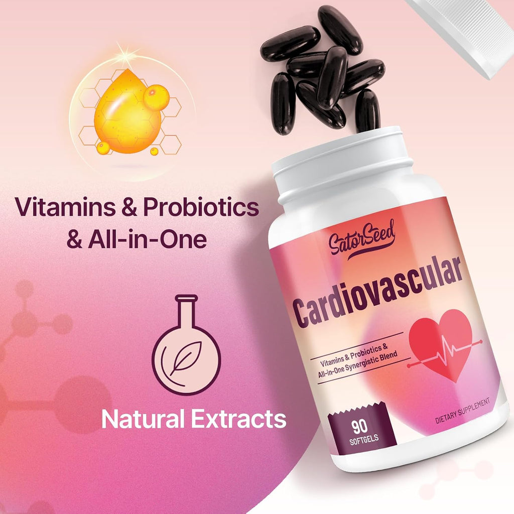 Suplemento Cardiovascular 3000mg – Vitaminas, Probióticos, Omega-3 y CoQ10 – Mezcla Sinérgica para Adultos – 90 Cápsulas Blandas