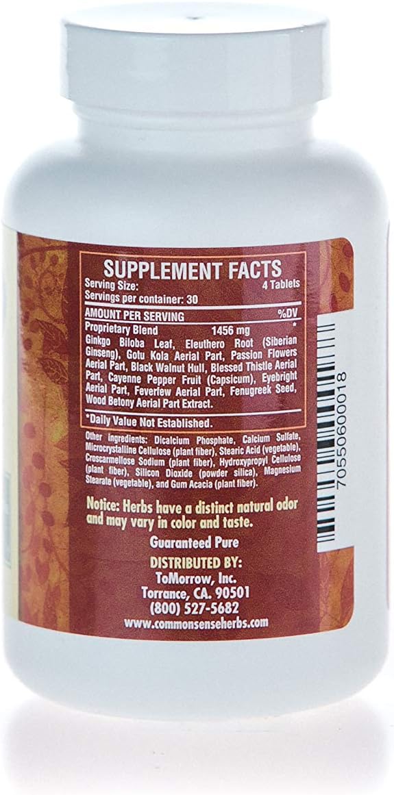 Common Sense Herbal Products HeadStart: Brain Nourishment (120 Tablets)