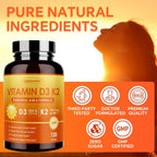 ZEBORA Vitamina D3 K2 con Zinc y Selenio – 5000 UI de D3 y 100 mcg de K2 MK-7 – 120 Cápsulas