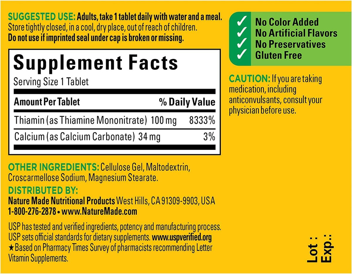 Nature Made B1 100 mg, 100 Comprimidos – Deportistas: El aumento del gasto energético puede incrementar las – Image 6