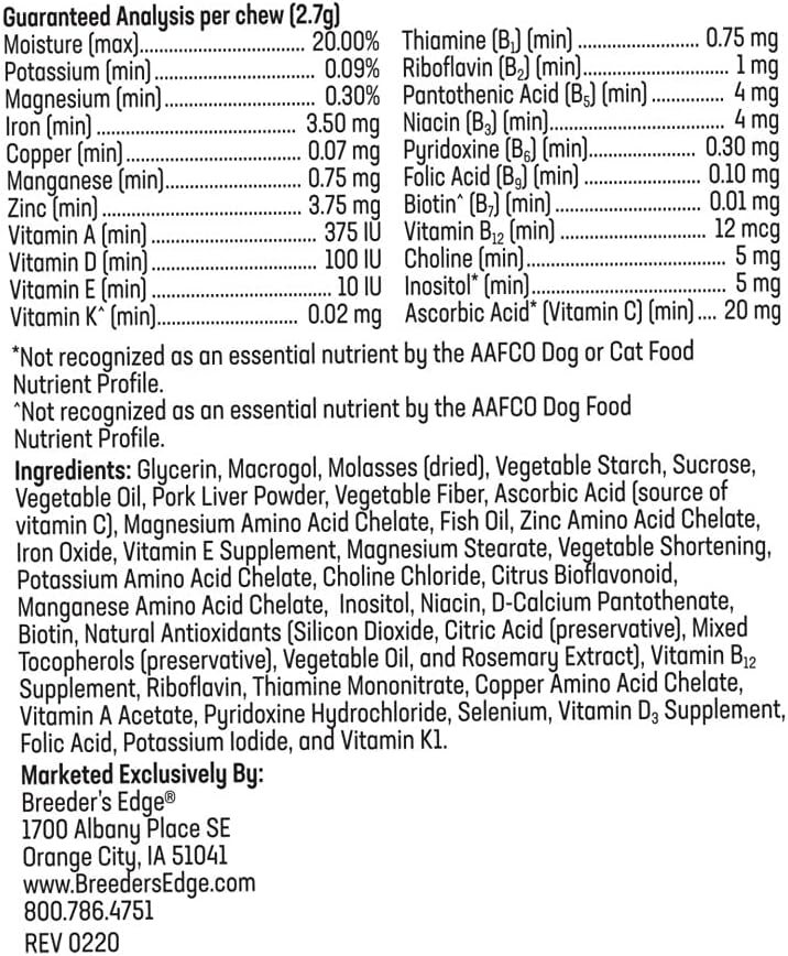 Breeder's Edge Breed to Wean – Multivitamínico prenatal y postnatal para perros y gatos (400 comprimidos)