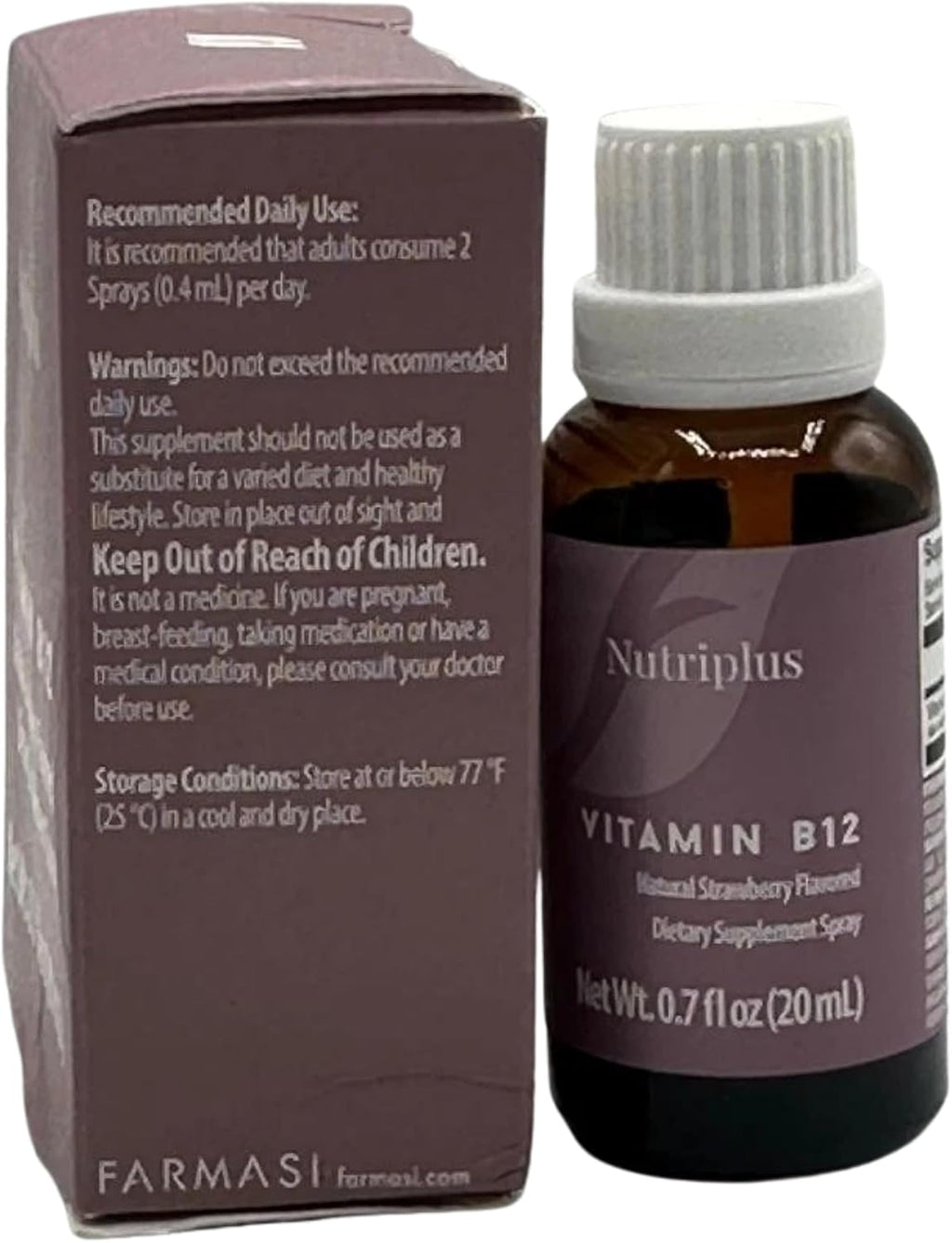 FARMASi Nutriplus Vitamina B12 Spray Sabor Fresa, Vegano, 20 ml
