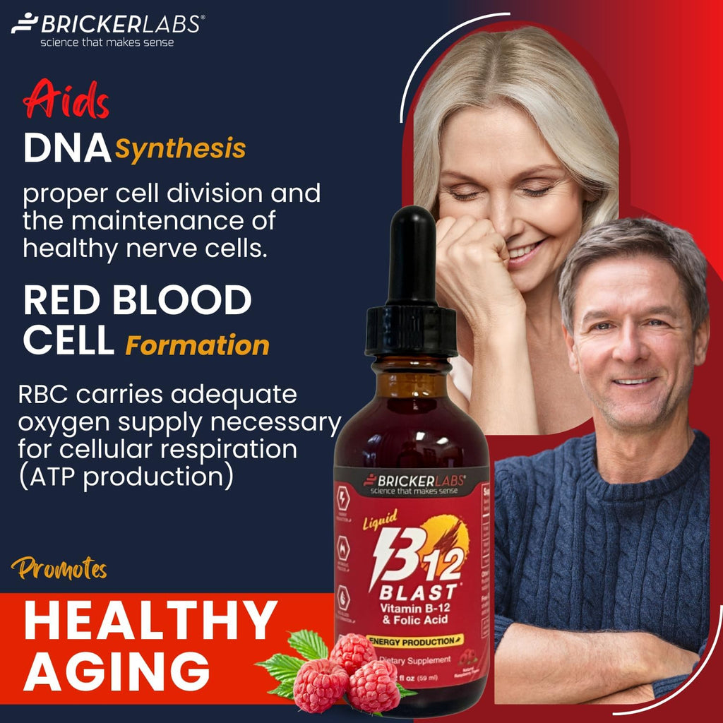 Bricker Labs B-12 Blast Vitamina B12 Líquida con Ácido Fólico, 59 ml