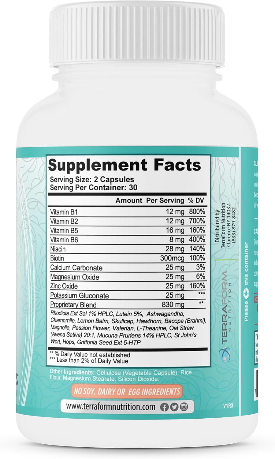 TerraForm Nutrition Stressed Out – Complemento para el enfoque mental y la relajación – 60 cápsulas