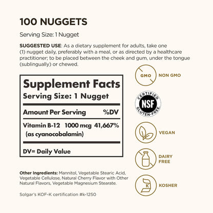 Solgar Vitamina B12 1000 mcg, 100 – Contribuye a la formación normal de glóbulos rojos. – Image 2