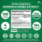 Zazzee Rhodiola Rosea Orgánica Extracto 10:1 – 120 Cápsulas (4 Meses)