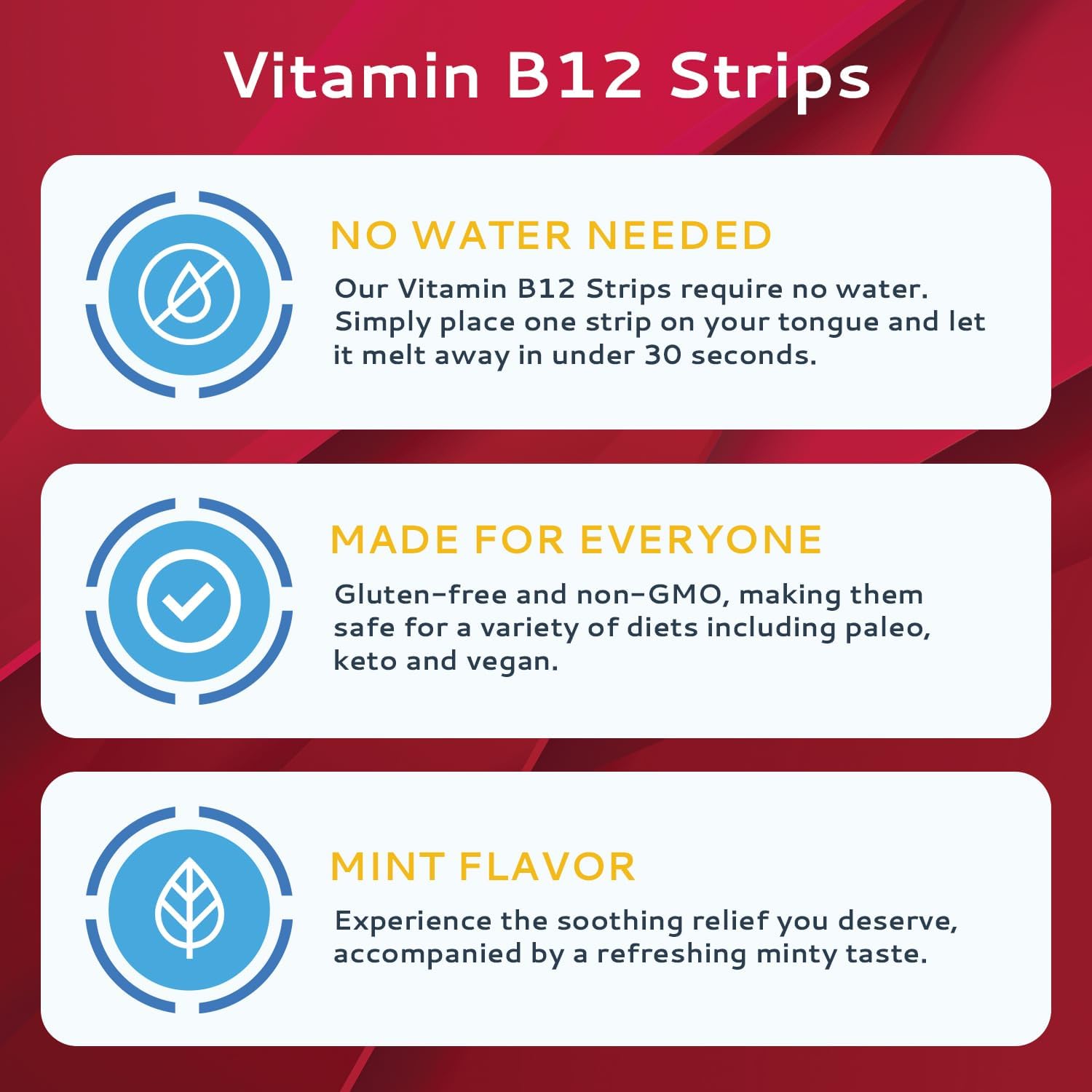 CALMOUR Vitamina B12 en Tiras 1500 mcg - Metilcobalamina - 10 unidades - Sabor Menta - Vegano y Sin Gluten