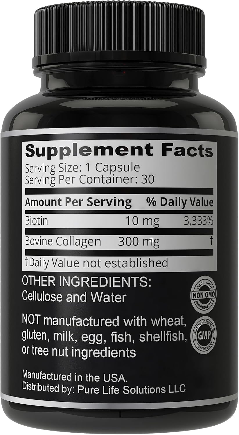 Biotina y Colágeno Suplemento – 10.000 mcg Biotina + Colágeno Bovino para Cabello Débil y Quebradizo. Complejo Vitamínico Avanzado 2 en 1. Apoya un Cabello más Grueso y Saludable para Mujeres y Hombres