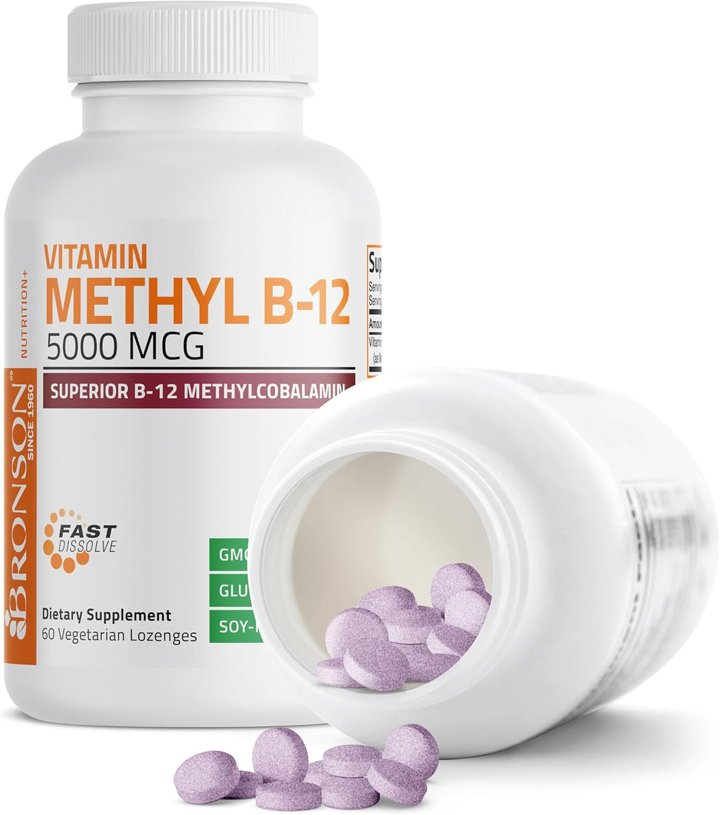 Bronson Methyl B12 5000 mcg - Metilcobalamina - 60 Comprimidos de disolución rápida
