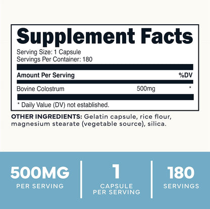 Type Zero Suplemento de Calostro Bovino (500mg) 180 Cápsulas – Image 2