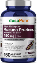 NusaPure Mucuna Pruriens Cápsulas, 450 mg, 150 Cápsulas Vegetales (Sin Gluten, No OGM)