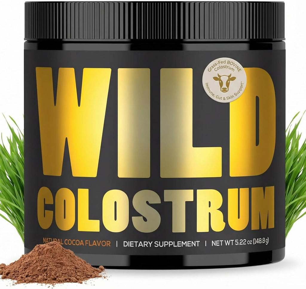 Suplemento de Calostro Bovino Puro de Pasto - 2000 mg y 400 mg de IgG - Sin Azúcar, Sabor Cacao Natural - 30 Raciones
