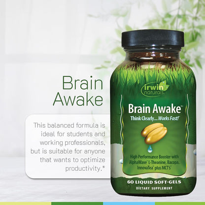 Irwin Naturals Brain Awake - Enfoque y Concentración - 60 Cápsulas Blandas Líquidas – Image 5