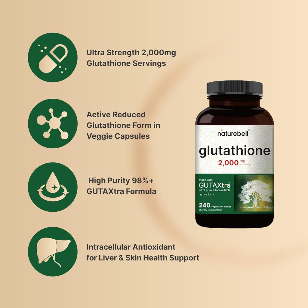 NatureBell Glutación 2.000mg por Dosis, 240 Cápsulas Veganas