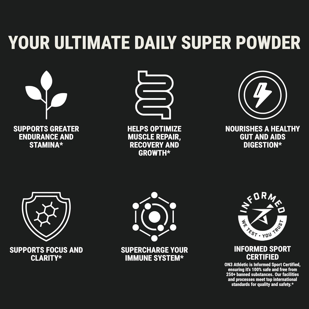 ON3 Athletic Greens & Superfood Blend con Chlorella - 5 porciones