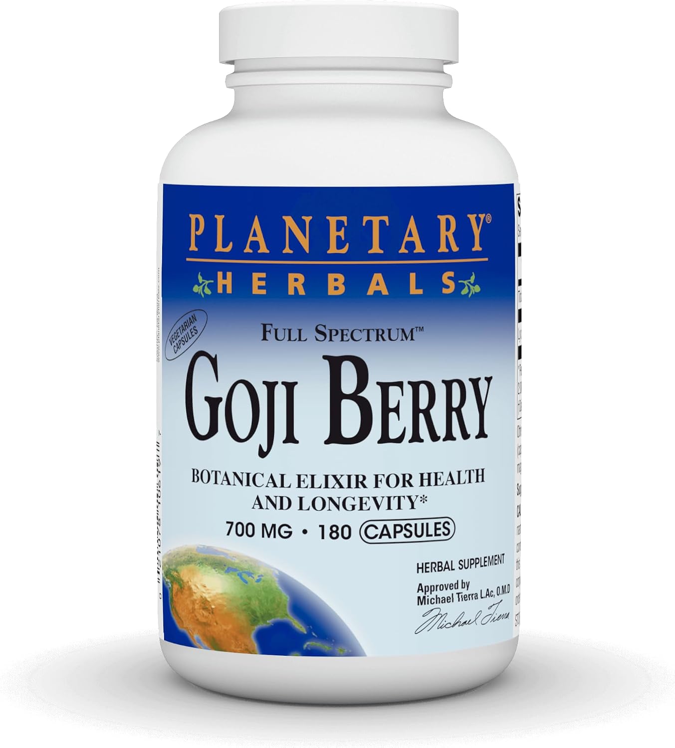 Planetary Herbals Baya Goji Espectro Completo 700mg - 180 Cápsulas Vegetarianas
