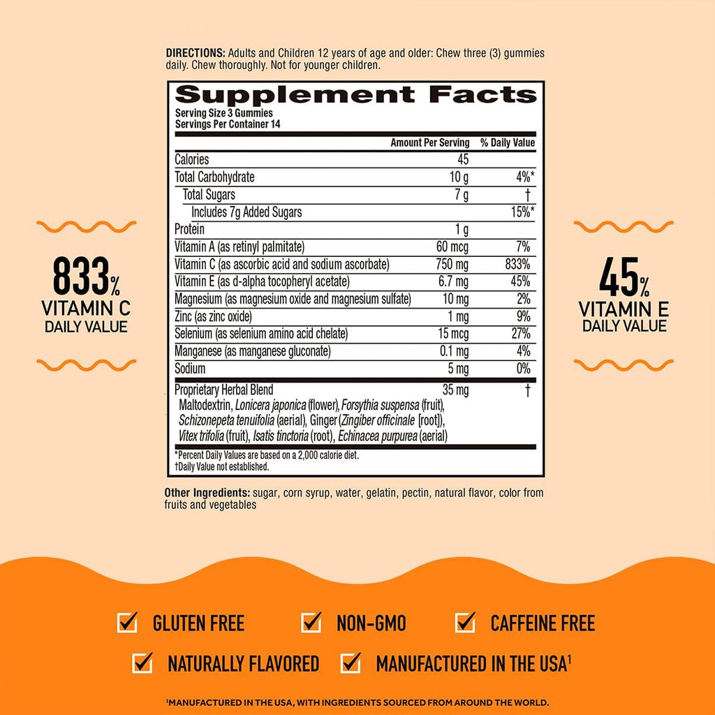 Airborne Vitamin C 750 mg Gummies de Naranja, 126 Gominolas (3 Envases)