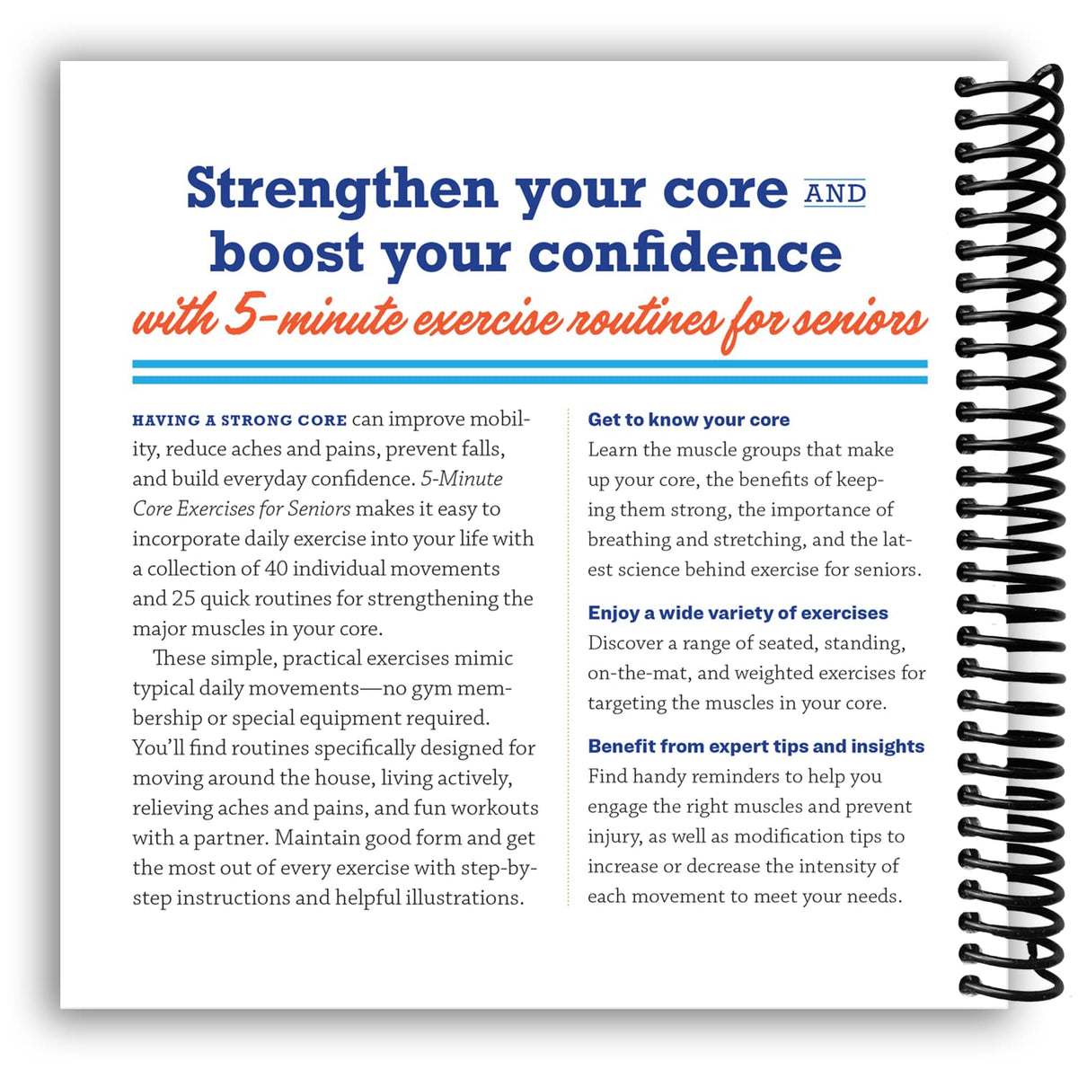 5-Minute Core Exercises for Seniors: Daily Routines to Build Balance and Boost Confidence (Spiral-bound) – Image 2