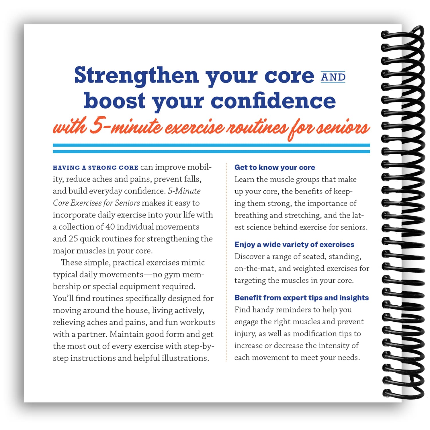 5-Minute Core Exercises for Seniors: Daily Routines to Build Balance and Boost Confidence (Spiral-bound)