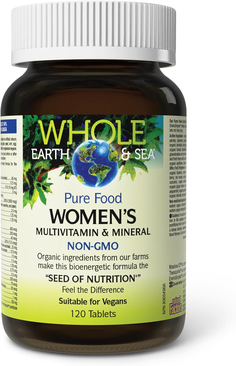 Natural Factors Whole Earth & Sea Multivitamínico para Mujeres con Hierro - 120 Comprimidos