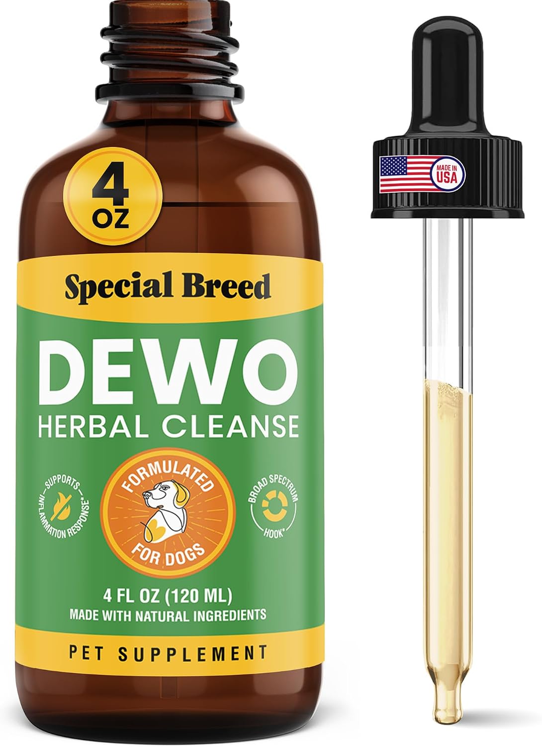 Defensa Intestinal Natural para Perros - Suplemento Herbal con Ajenjo y Nogal Negro, 118 ml (4 oz)