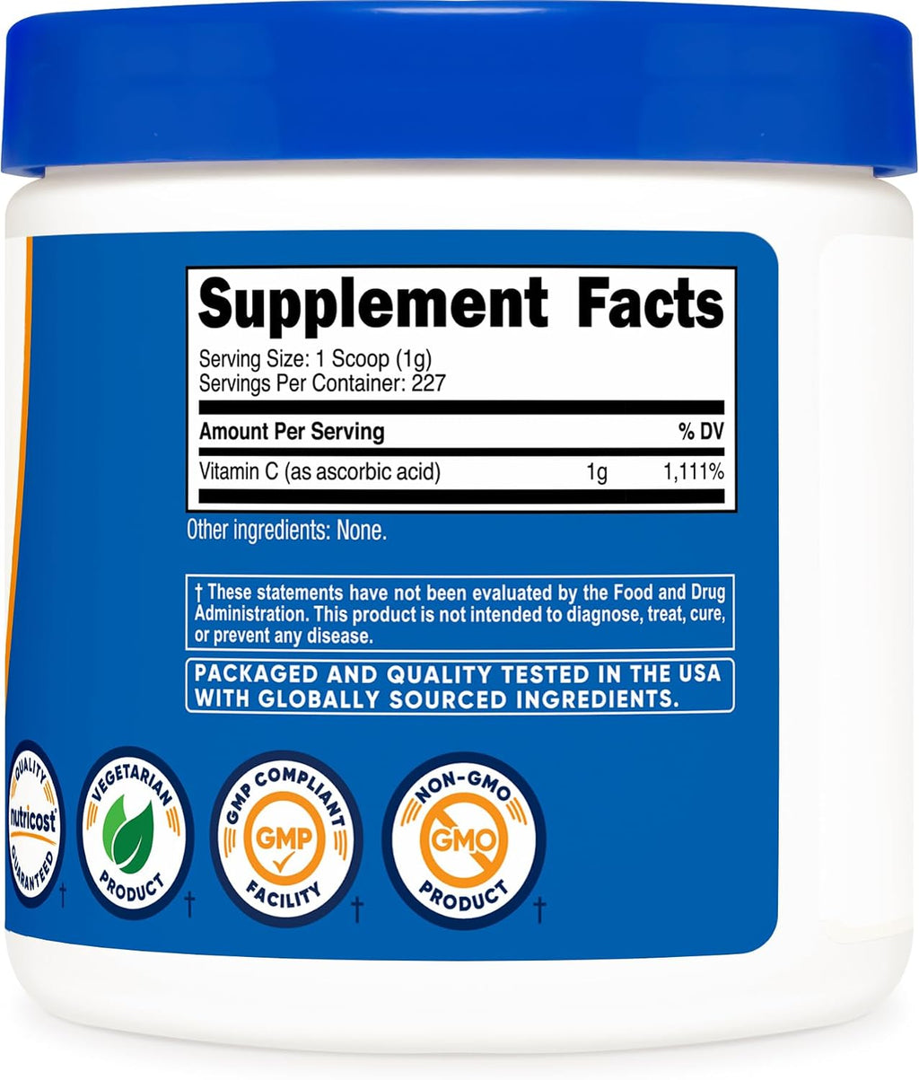 Nutricost Ácido Ascórbico en Polvo (Vitamina C) 227 g