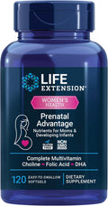 Life Extension Prenatal Advantage - Multivitamínico Prenatal con DHA, Colina y Ácido Fólico Bioactivo, 120 Cápsulas Blandas