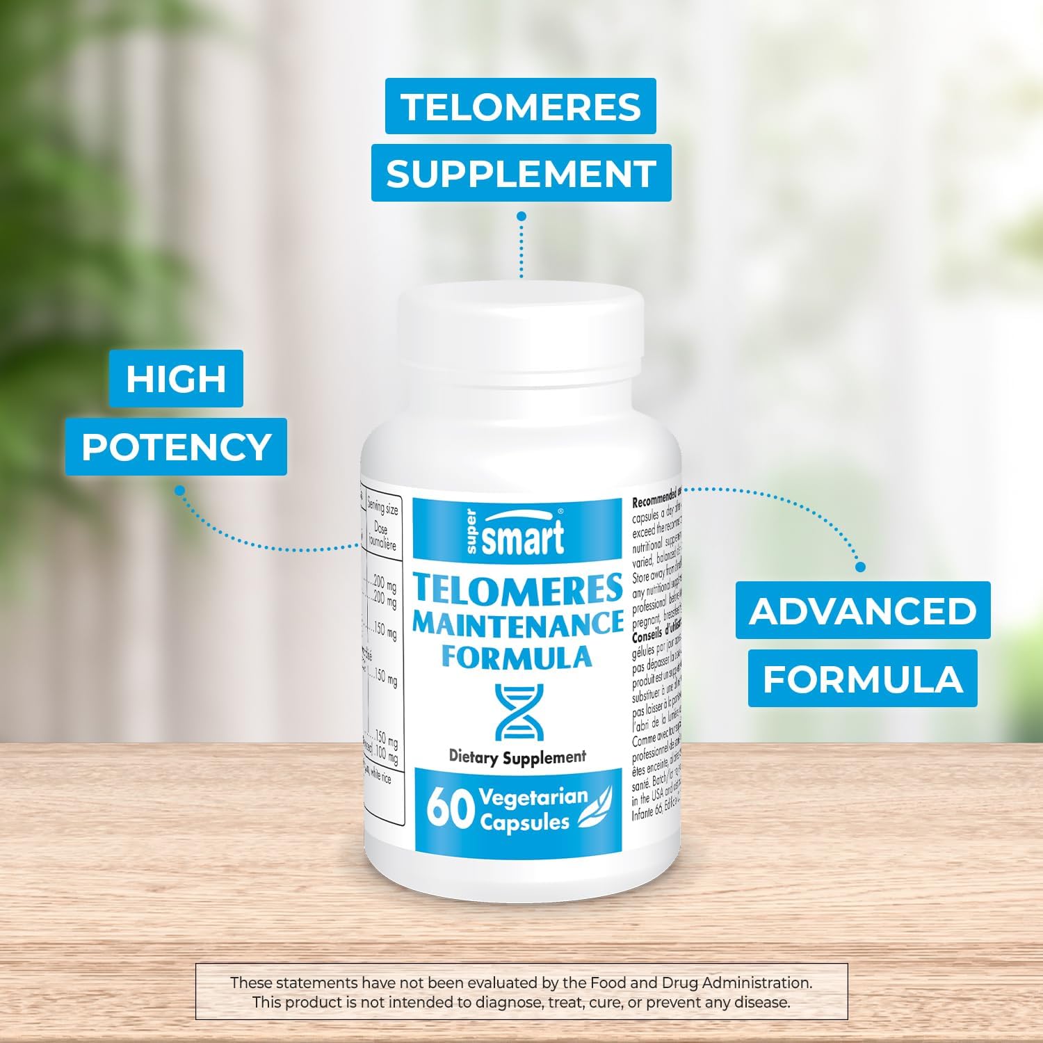 Supersmart - Telomeres Maintenance Formula (Alta Potencia) - 60 Cápsulas Vegetales
