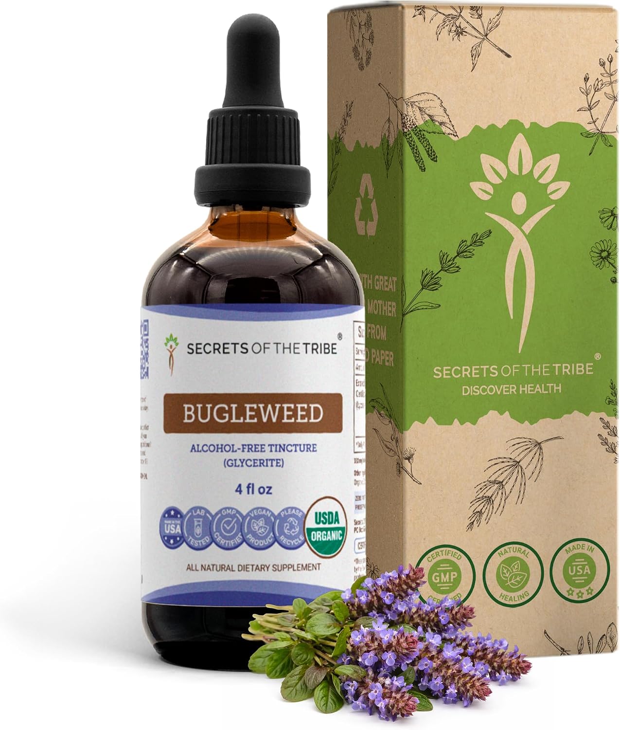 Bugleweed Orgánico USDA – Extracto Sin Alcohol, Alta Potencia, Gotas Herbales 60 ml