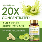 Organic Veda Amla + Cápsulas - Extracto Concentrado de Amla 20X con Vitamina C Natural