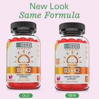 Zhou D3+K2 - Suplemento de Vitamina D3 y K2 con 5000 UI y MK-7, Gominolas Veganas (60 unidades)
