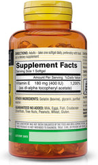 Mason Natural Vitamin E, 180 mg (400 IU), 100 Softgels