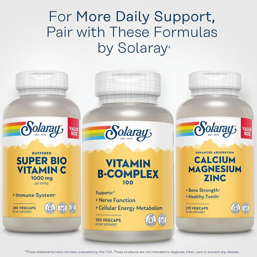 SOLARAY Complejo B 100 mg - Apoyo Energético y Nervioso, 100 Cápsulas